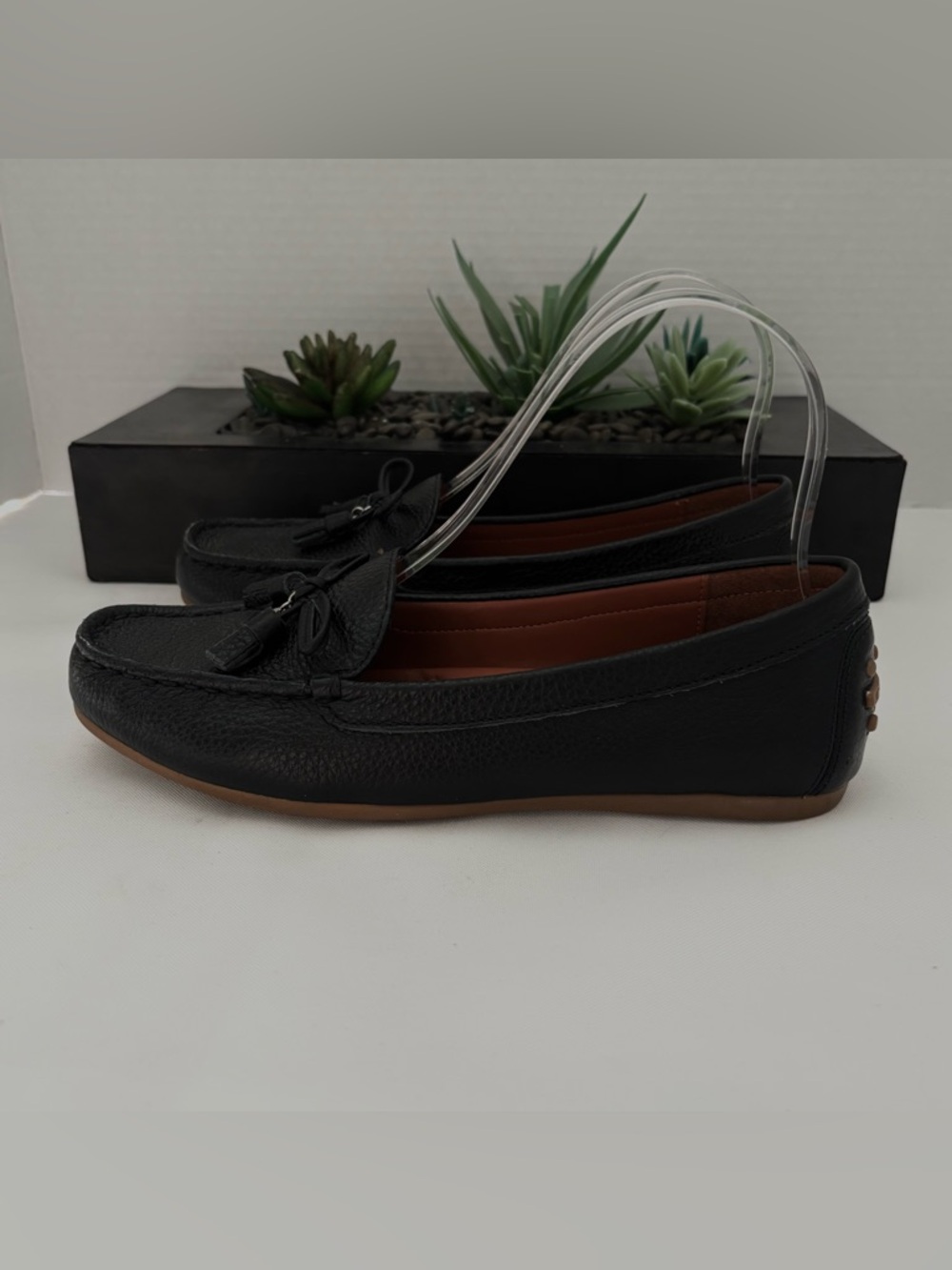 COACH GREENWICH BLACK PEBBLED LEATHER DRIVING LOAFER DECORATIVE “C” LOGO  SZ 5.5 - Picture 4 of 13